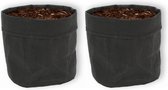 Set van 2 WLPlants Trendy plantenzakken Kraft pot Easy Ø19 - Zwart - Hoogte ongeveer 21 cm - Hippe bloempotten van karton - Van binnen gesealed - Geschikt als plantenpot - Binnen te gebruiken