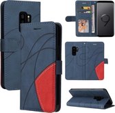 Voor Samsung Galaxy S9+ Dual-color Splicing Horizontale Flip PU Lederen Case met Houder & Kaartsleuven & Portemonnee (Blauw)