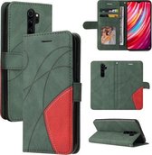 Voor Xiaomi Redmi Note 8 Pro Dual-color Splicing Horizontale Flip PU Lederen Case met Houder & Kaartsleuven & Portemonnee (Groen)