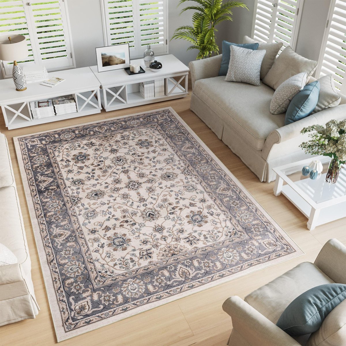 Tapiso Colorado Vloerkleed Beige Woonkamer Oriental Tapijt Maat- 140x200 Creme2