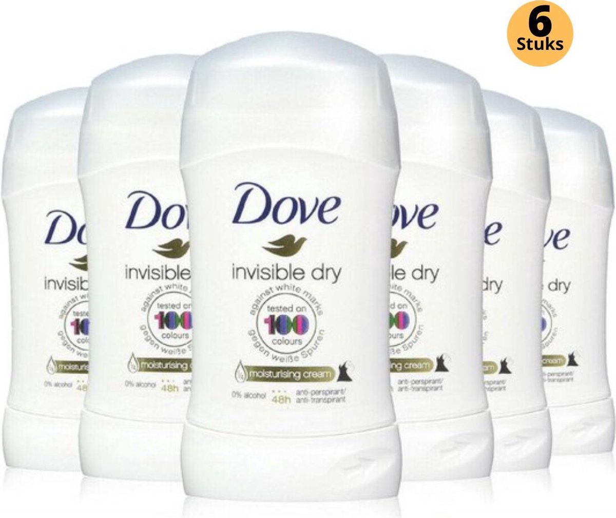 Goedkoopste Dove Invisible Dry Deodorant Stick - Anti Transpirant Deo Stick met 0 Alcohol - 48 Uur Zweetbescherming - Deodorant Vrouw - 6-Pack