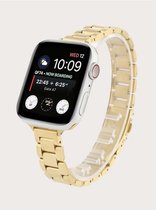 Luxe Dunne Metalen Apple Watch Bandje - Goud - 42/44 mm - Apple Watch Series 1/2/3/4/5/6/SE Horloge Bandje - iWatch Schakel Polsband Strap RVS - Stainless Steel Watch Band