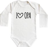 Romper - I love opa - maat 98/104 - lange mouwen - baby - baby kleding jongens - baby kleding meisje - rompertjes baby - kraamcadeau meisje - kraamcadeau jongen - zwanger - stuks 1