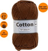 Lammy yarns Cotton eight 8/4 dun katoen garen - bruin (112) - pendikte 2,5 a 3mm - 5 bollen van 50 gram