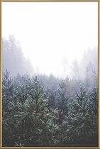 JUNIQE - Poster met kunststof lijst Misty Forest -40x60 /Grijs