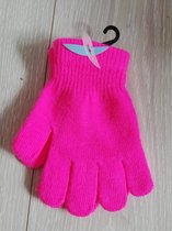kinder handschoenen - effen donker roze - one size