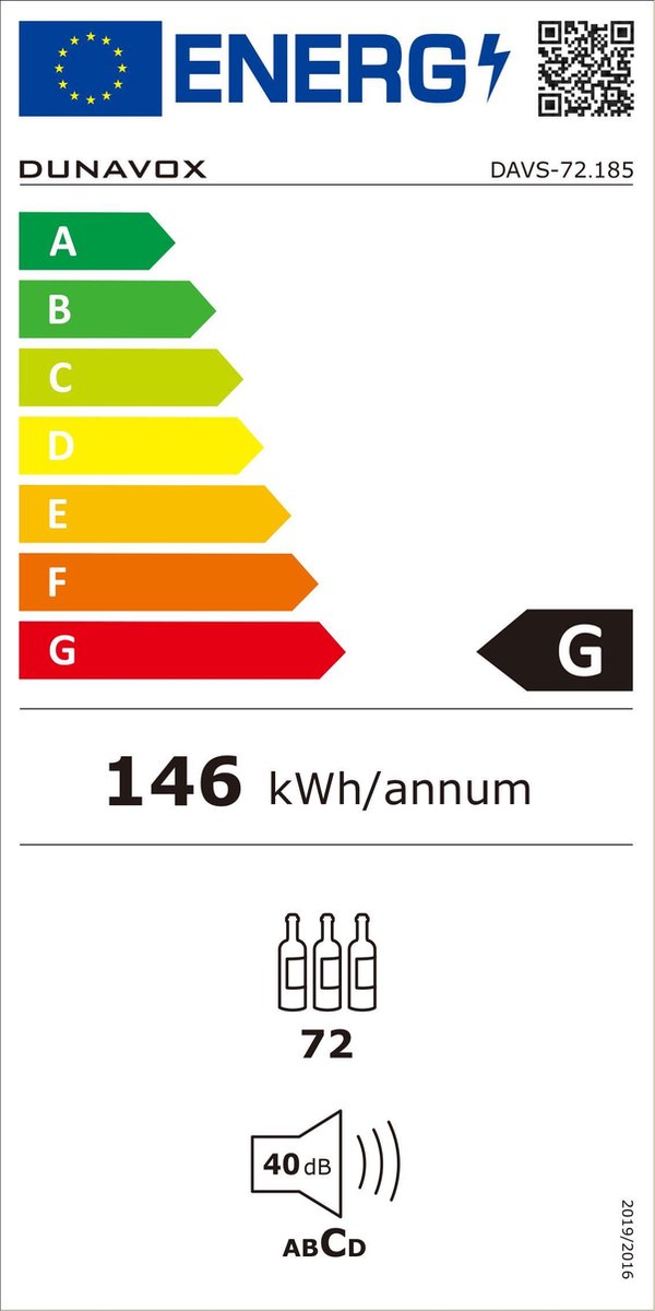 Dunavox Soul-72 Inbouwwijnkast 2 Temperatuurzones - afbeelding 2