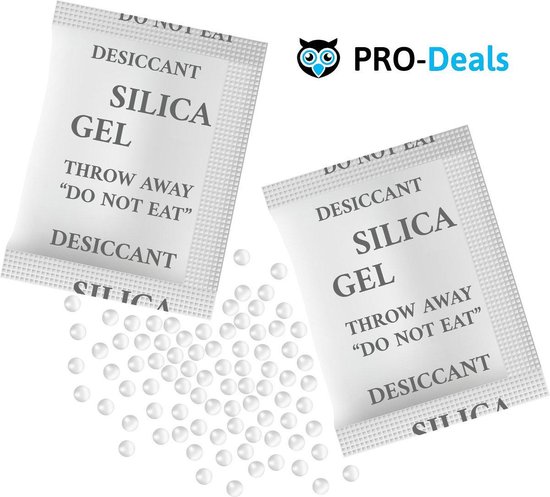 PRO-Deals |  250 (+25 gratis!)  x Zakjes Premium Silicagel droogmiddel / Silica gel desiccant / vochtabsorberend / vochtvreter / per zakje 1 gram