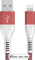Lightning naar USB-A Kabel 1m - Twisted Red edition - Geschikt voor Apple iPhone - iPad - MFI Gecertificeerd