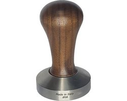 Vecchi Koffie Tamper Hout met RVS Flat Base - Bruin - 58mm