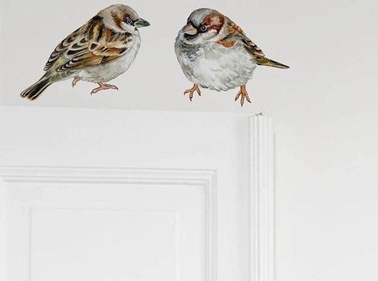 Muursticker Vogels – Musjes – Muur / Raam Sticker – Handgeschilderd - Raamsticker Keuken | Kinderkamer | Jongens – Meisjes – Baby | Decor - Poster | Verwijderbaar – Zelfklevend plakfolie | DH Collection