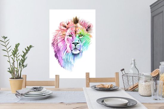 Stickers Stickers muraux - Lion - Couleurs - Illustration - 60x90 cm - Feuille adhésive