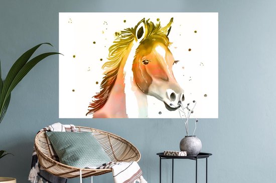 Stickers Stickers muraux - Cheval - Couleurs - Wit - 90x60 cm - Feuille adhésive