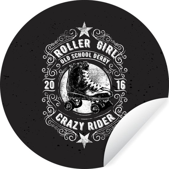 Foto: Wallcircle muurstickers behangcirkel vintage skeeler zwart 80x80 cm muurcirkel zelfklevend ronde behangsticker