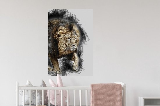 Stickers Stickers muraux - Illustration - Lion - Zwart - 60x90 cm - Feuille adhésive