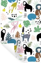 Stickers muraux - Singes - Feuilles - Jungle - 40x60 cm - Film adhésif