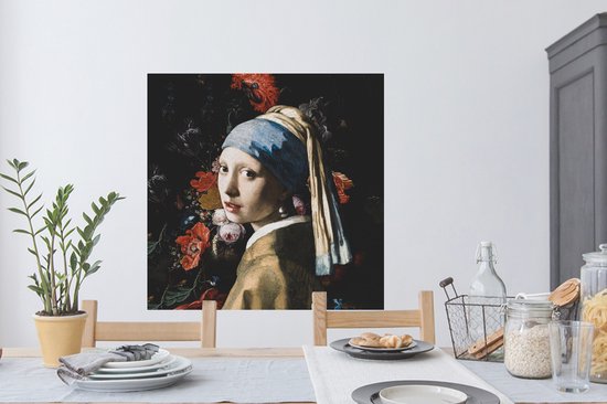 Stickers Stickers muraux - La fille à la perle - Vermeer - Art - 100x100 cm - Feuille adhésive XXL