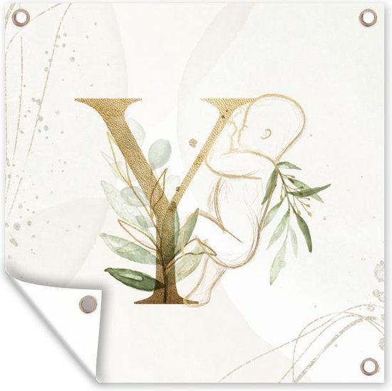 Tuinposters Letters - Y - Kinderen - Waterverf - Baby - 50x50 cm - Tuindoek - Buitenposter - Geboorte versiering jongen - Geboorte versiering meisje - Spandoek
