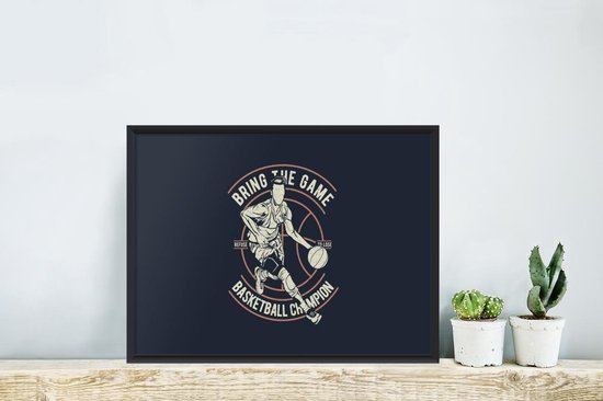 Affiche avec cadre Basketbal - Sport - Rétro - 30x20 cm