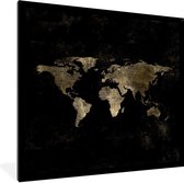 Fotolijst incl. Poster - Wereldkaart - Zwart - Goud - 40x40 cm - Posterlijst