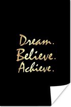 Poster Quote - Dream - Zwart - Goud - 60x90 cm