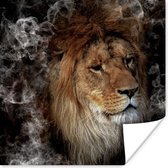 Affiche Lion - Fumée - Animaux - 100x100 cm XXL