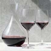 Rode wijnglas - 2 stuks met 1600 ml karaf - kristal