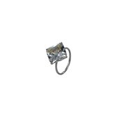 Silventi 9SIL-21437 Zilveren Ring - Dames - Zirkonia - Vierkant - 12 x 12 mm - Maat 52 - Rhodium - Zilver