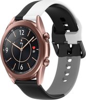 Siliconen Smartwatch bandje - Geschikt voor  Samsung Galaxy Watch 3 41mm triple sport band - zwart-wit-grijs - Strap-it Horlogeband / Polsband / Armband