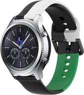 Siliconen Smartwatch bandje - Geschikt voor  Samsung Gear S3 triple sport band - zwart-wit-groen - Strap-it Horlogeband / Polsband / Armband