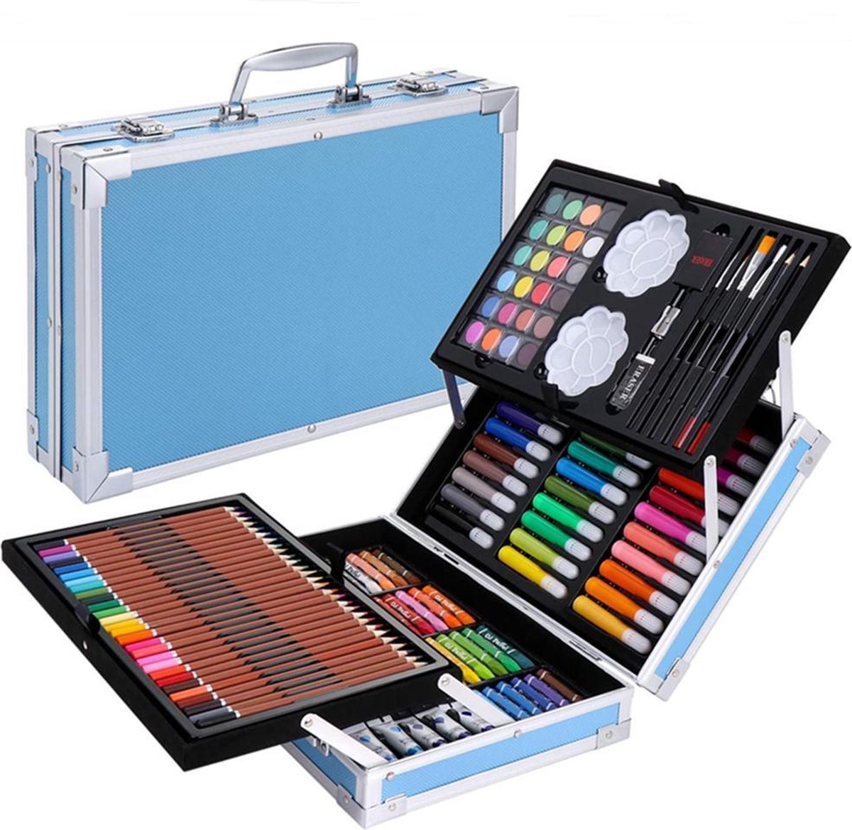 Kit de Dessin 123 Pièces, Malette Dessin Inclus Pastel, Aquarelle, Peinture  Acryliques, Marqueur, Métallique Crayons de Couleur et Materiel Dessin