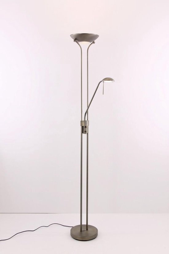 Vloerlamp leeslamp Highlight Luna - 1x20watt led 1x5watt led - 4 jaar garantie op LED - mat brons - LED geïntegreerd