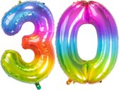 De Ballonnenkoning - Folieballon Cijfer 30 Yummy Gummy Rainbow - 86 cm