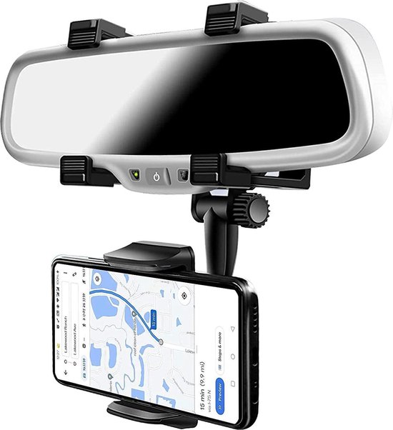 Telefoonhouder met Klemmen voor aan de binnenspiegel auto car Geschikt voor: iPhone Samsung Smartphones - Telefoon houder onder de spiegel van de auto