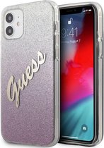 Guess Gradient Vintage Glitter Case - Apple iPhone 12 Mini (5.4") - Roze
