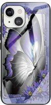 Kleurrijk geschilderd glas schokbestendig beschermhoes voor iPhone 13 Pro Max (vlinder)