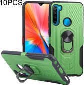 10 PCS Shield Armor PC + TPU-beschermhoes met 360 graden rotatieringhouder voor Xiaomi Redmi Note 8 (groen)