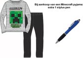 Minecraft Pyjama - Mele grijs - zwart. Maat 128 cm / 8 jaar + EXTRA 1 Stylus Pen.