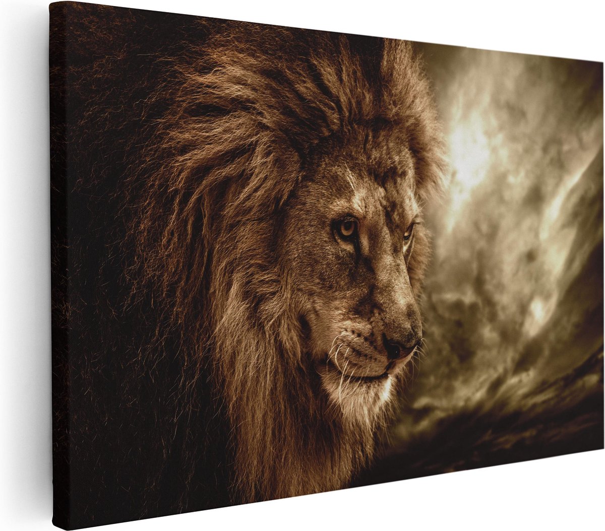 Artaza Canvas Schilderij Leeuw - Leeuwenkop - 30x20 - Klein - Foto Op Canvas - Canvas Print