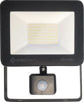 Specilights 50W LED Bouwlamp met Sensor Zwart IP65 - 3000K - Ingebouwde IP68 connector