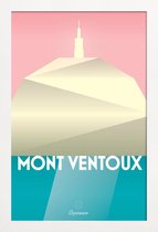 JUNIQE - Poster in houten lijst Mont Ventoux II -30x45 /Turkoois & Wit