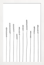 JUNIQE - Poster met houten lijst Pine Forest -13x18 /Wit & Zwart