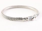 Traditionele zilveren snake armband met bewerkte sluiting - polsomtrek 17.5 cm