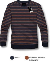 Gibson heren sweater navy/orange streep - maat XL