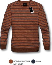 Gibson heren sweater orange/navy streep - maat XXL
