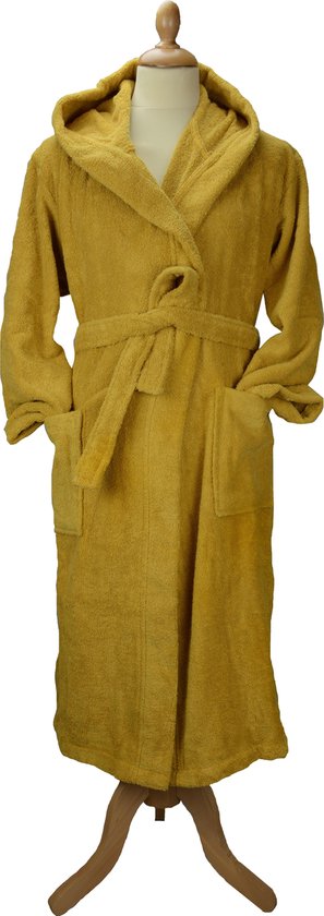 ARTG® Robezz - Badjas met Capuchon - 100% Katoen - Badstof - Donker Geel - Mustard - Maat S/M