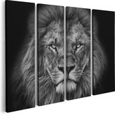 Artaza - Quadriptyque de peinture sur toile - Lion - Tête de lion - Zwart Wit - 80x60 - Photo sur toile - Impression sur toile