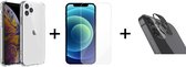 iPhone 13 Pro hoesje shock proof case transparant - 1x iPhone 13 Pro Screen Protector + 1x Camera Lens Screenprotector