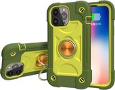 Schokbestendige siliconen + pc-beschermhoes met dubbele ringhouder voor iPhone 13 mini (Avocado)