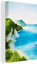 Canvas Schilderij Zee - Strand - Berg - 80x120 cm - Wanddecoratie